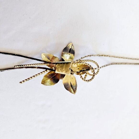 Vintage Gold Tone Textured Mesh Rose Floral Lariat Slide Adjustable Necklace - Picture 7 of 8